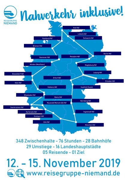 Übersicht der Rundreise der Reisegruppe Niemand