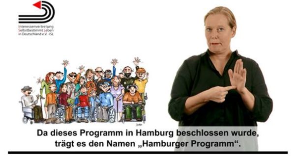 Ankündigung der ISL für Hamburger Programm in Gebärdensprache