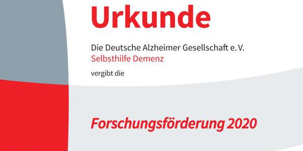 Vorlage der Urkunde zur Forschungsförderung 2020