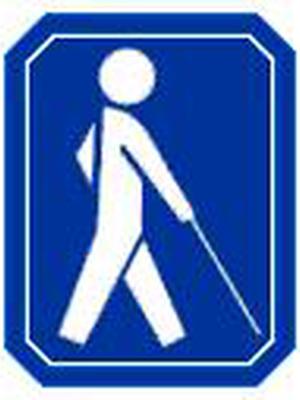 Button: Person mit Blindenstock