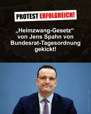 Plakat: Protest Erfolgreich! mit Bild von Jens Spahn