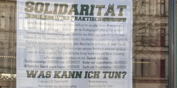 Foto zeigt Aufruf bei einem Leipziger Bäcker