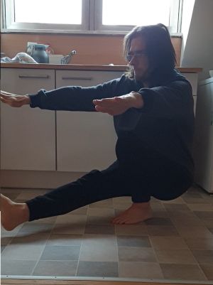 Stephan Riedl bei der Gymnastik