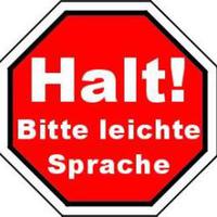 Schild: Halt bitte leichte Sprache