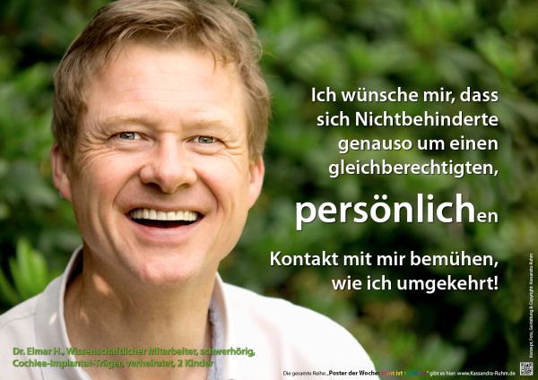Poster mit lachendem Mann zum persönlcihen Kontakt