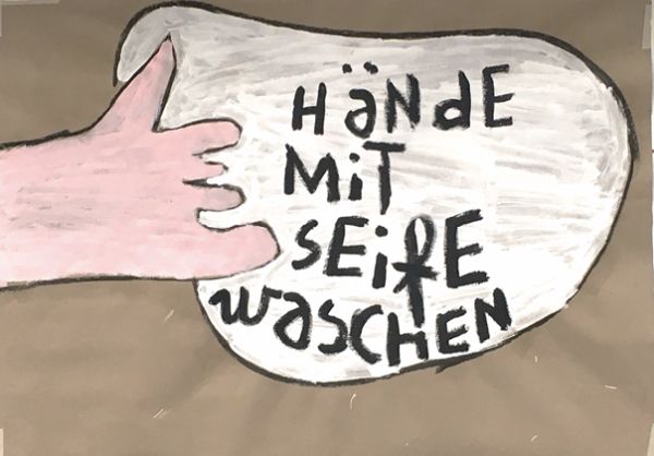 Schlumper Corona Poster: Hände mit Seife waschen