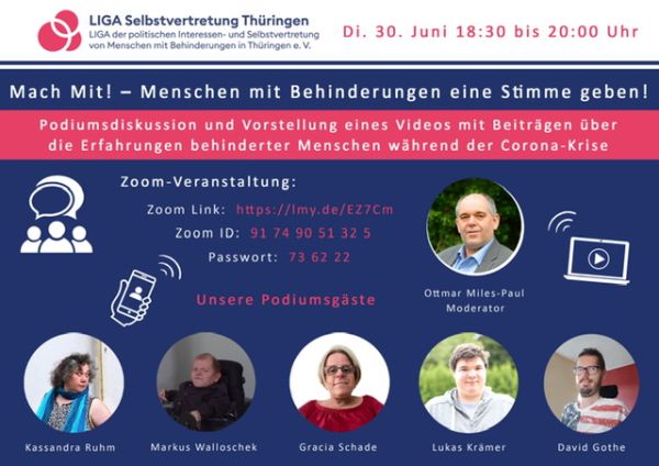 Plakat für die Veranstaltung der LIGA Selbstvertretung Thüringen