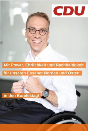 CDU Plakat mit Ralf Bockstedte mit Rollstuhl