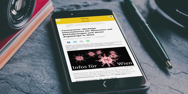 Foto zeigt BIZEPS auf einem Smartphone