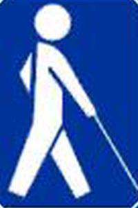 Button: Person mit Blindenstock