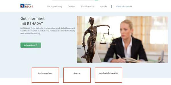 Startseite des Portals REHADAT-Recht