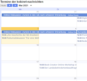 Screenshot unseres öffentlichen Kalenders