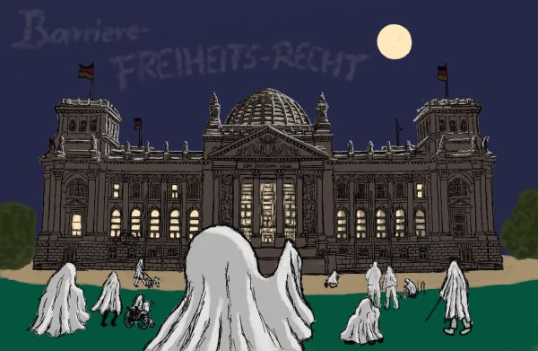 Zeichnung von einer Geisterstunde am Reichstag