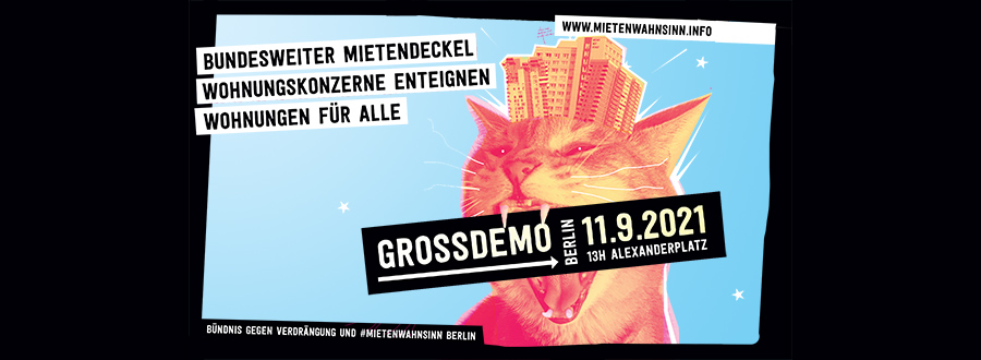 Grafik zeigt Demo-Banner gegen Mietenwahnsinn
