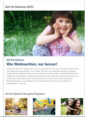 Screenshot der Internetseite Zeit für Inklusion