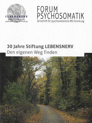 Deckblatt der 60. Ausgabe  der Stiftung  LEBENSNERV - FOTO von Waldweg unten, oben Text der Ausgabe