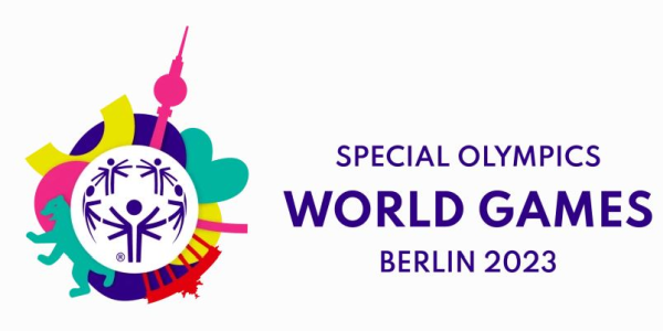 Logo der Special Olympic World Games Berlin 2023 - Weltkugel mit Fernsehturm