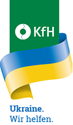 Grafik zeigt Logo des KfH zur Ukraine