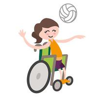 Bild einer Rollstuhlnutzerin die Volleyball spielt