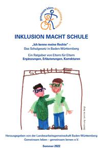 Zwei gezeichnete Schüler unter einem angedeuteten Dach der Schule