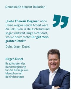 Sharepic von Jürgen Dusel zur Verabschiedung von Prof. Dr. Theresia Degener