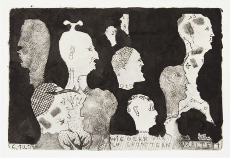 Bild von Malte Kaiser zur Ausstellung es regnet Köpfe