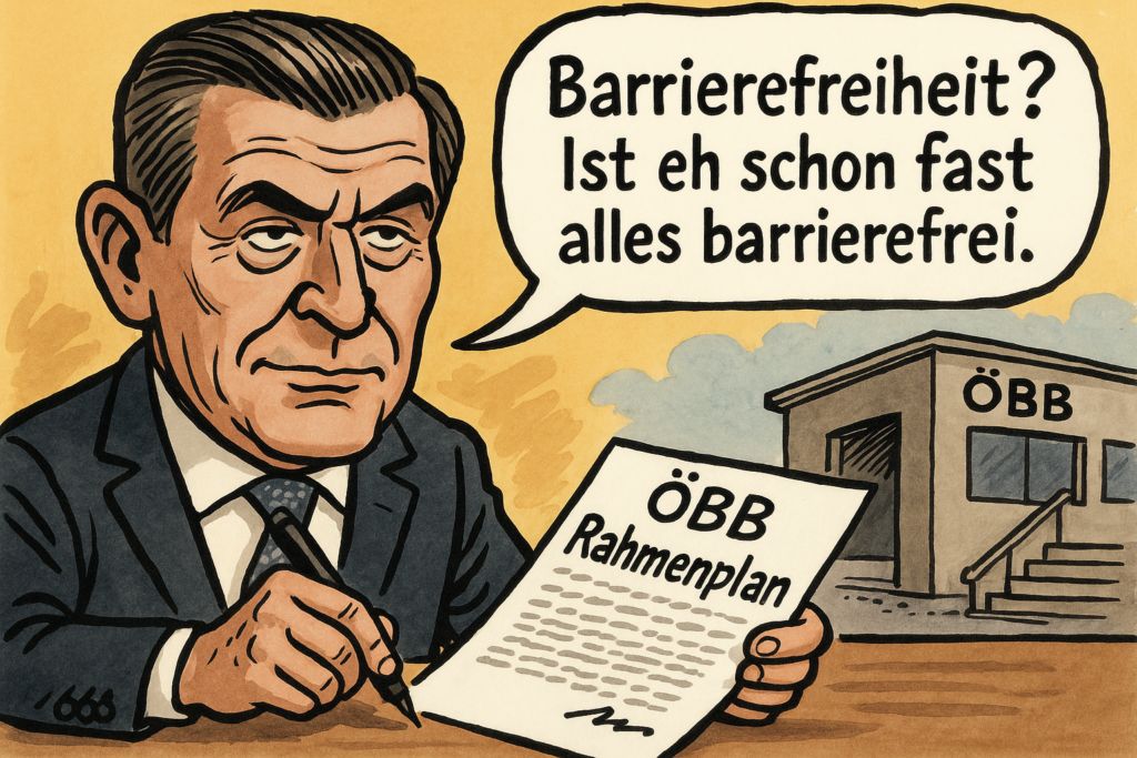 Sharepic mit Aufschrift: Barrierefreiheit? Ist eh schon alles barrierefrei.