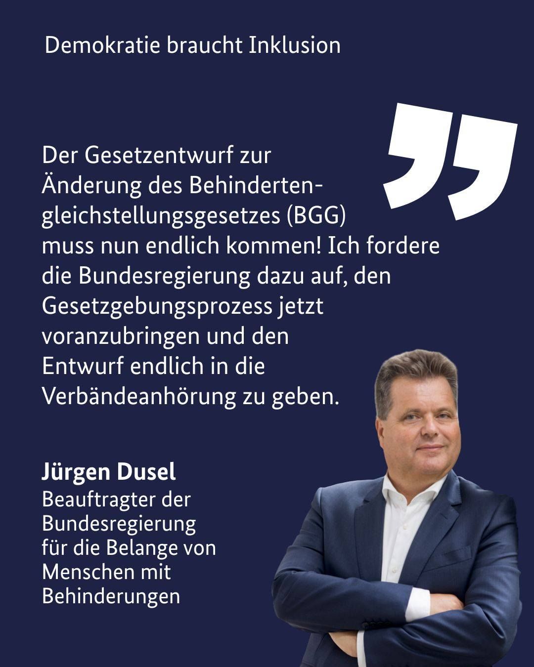 Sharepic von Jürgen Dusel mit Forderung nach BGG-Reform