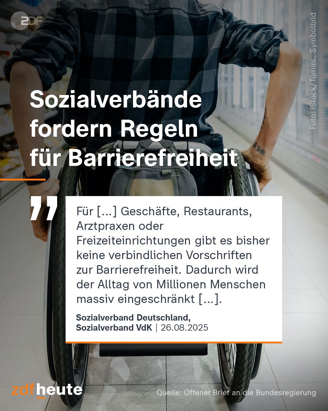 Sharepic zur Forderung des VdK und SoVD zur Barrierefreiheit von ZDF heute