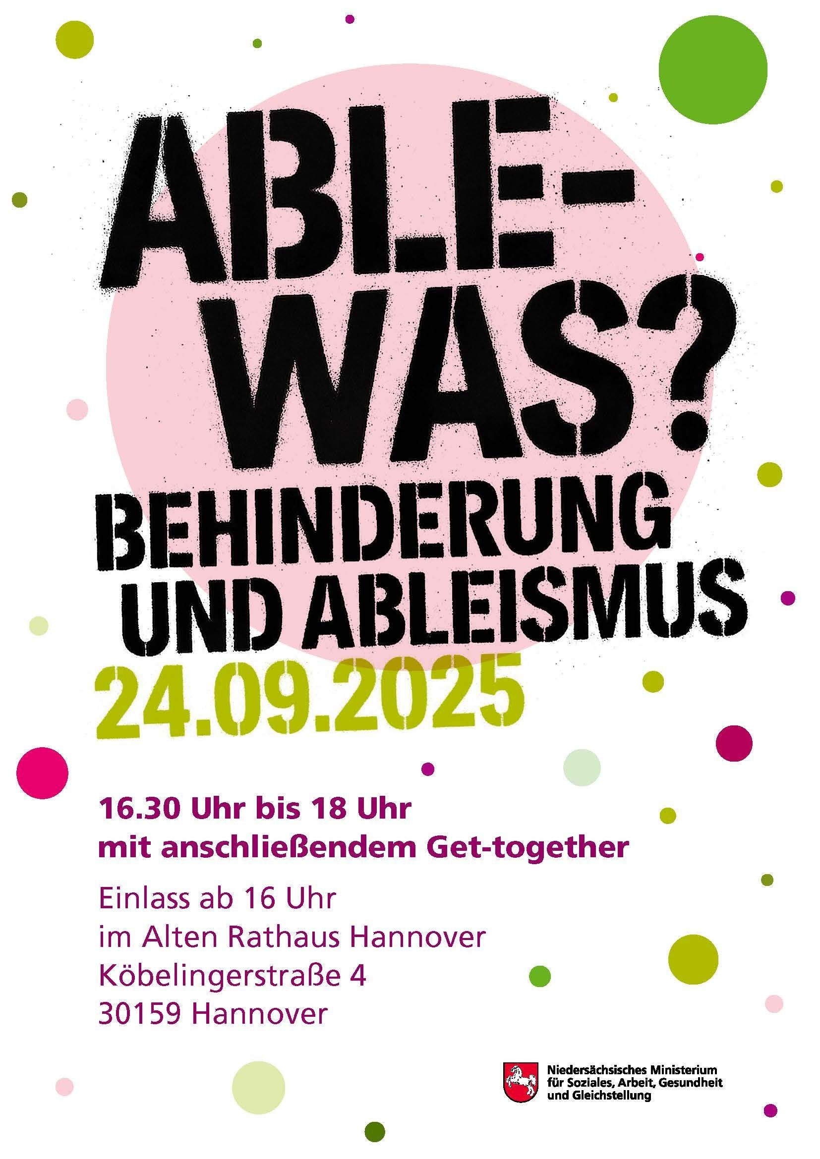 Plakat zur Veranstaltung Able Was? Behinderung und Ableismus