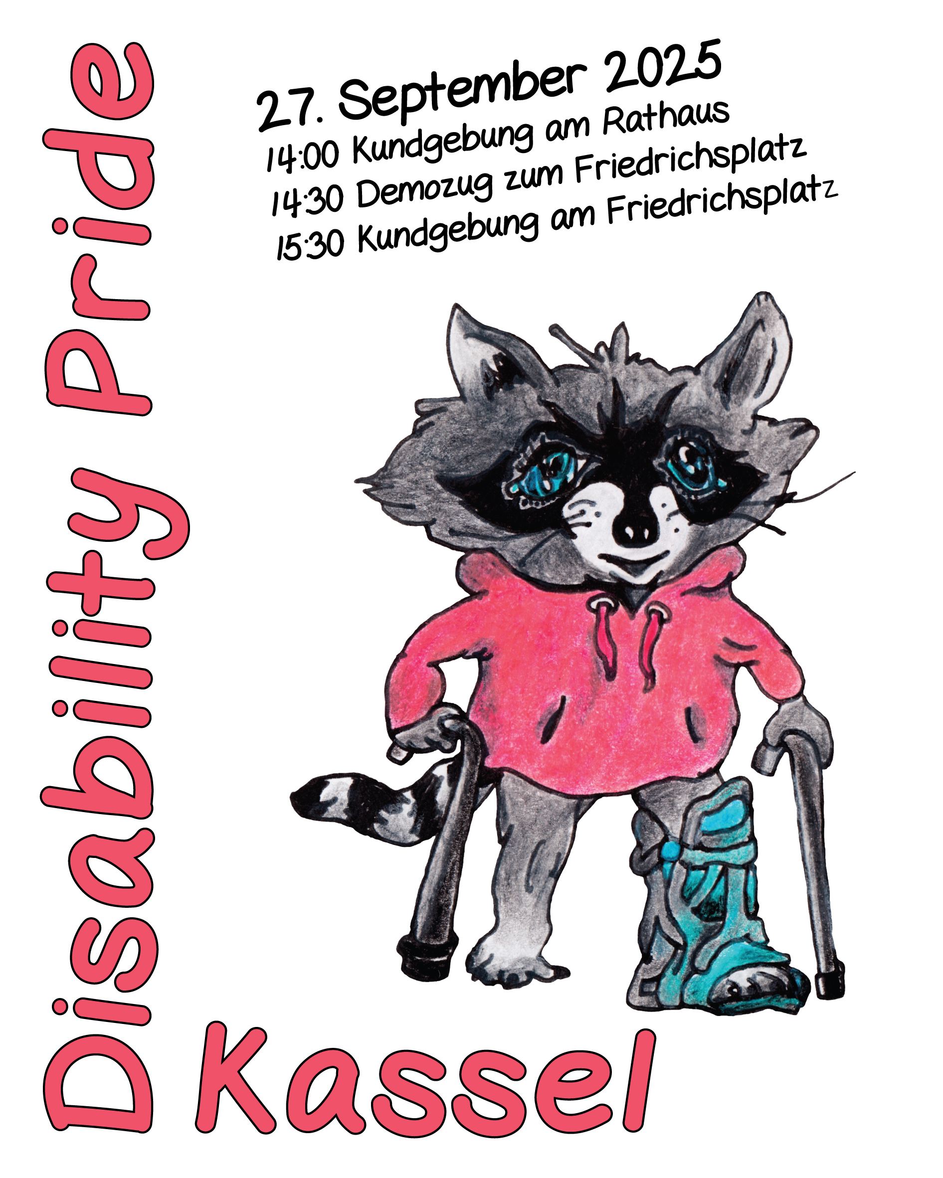 Plakat für die Disability Pride Demo am 27.9.2025 in Kassel