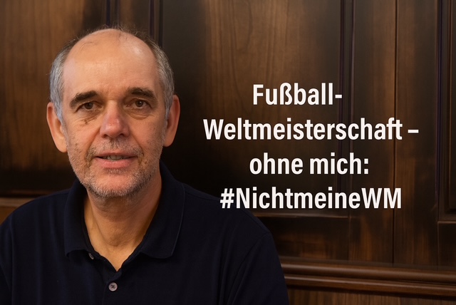 Sharepic: Ottmar Miles-Paul mit #NichtmeineWM