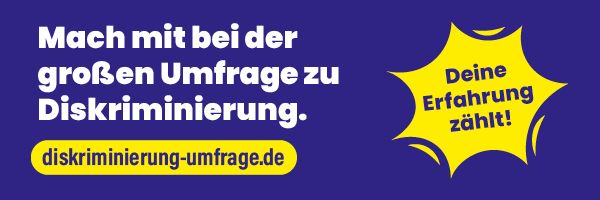 Sharepic zur Umfrage zu Diskriminierungserfahrungen