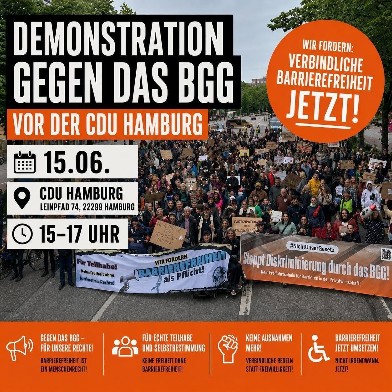 Plakat zur Demo zur BGG Reform am 15. Juni 2026 in Hamburg