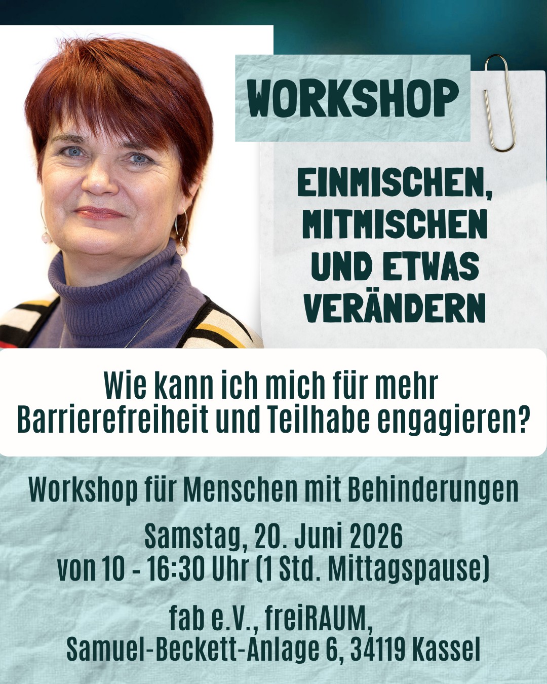 Plakat zum Workshop mit Barbara Vieweg