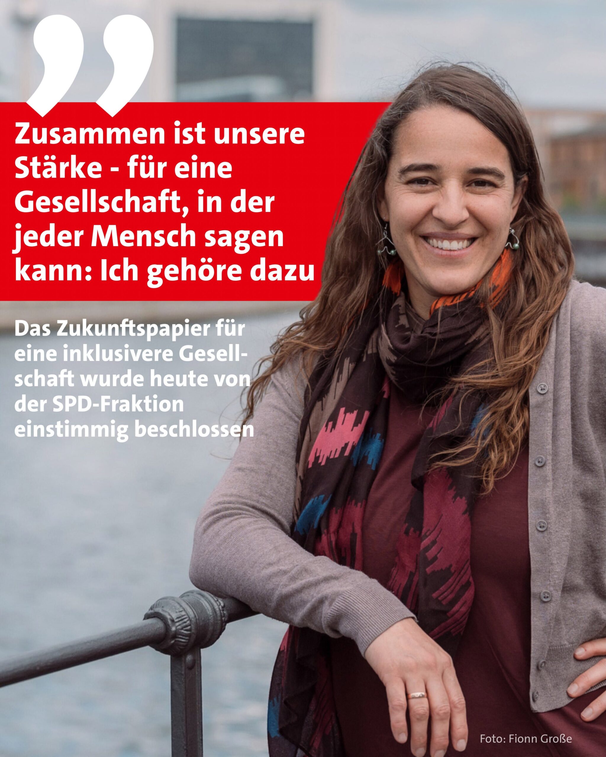 Sharepic mit einem Bild von Heike Heubach zum Positionspapier der SPD Bundestagsfraktion