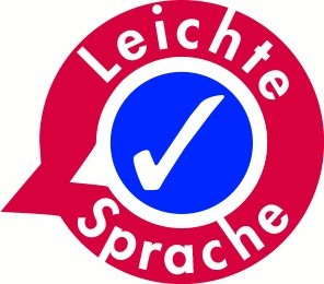 roter Kreis mit Text Leichte Sprache