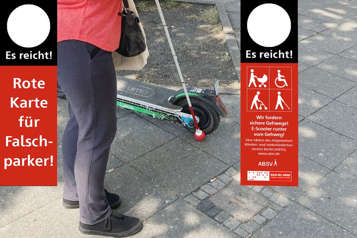 Symbolbild mit falsch geparktem E-Scooter