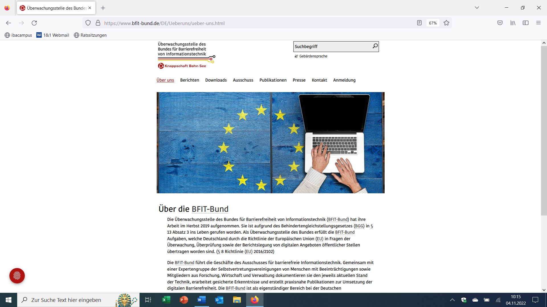 Startseite ohne Link zu Leichte Sprache