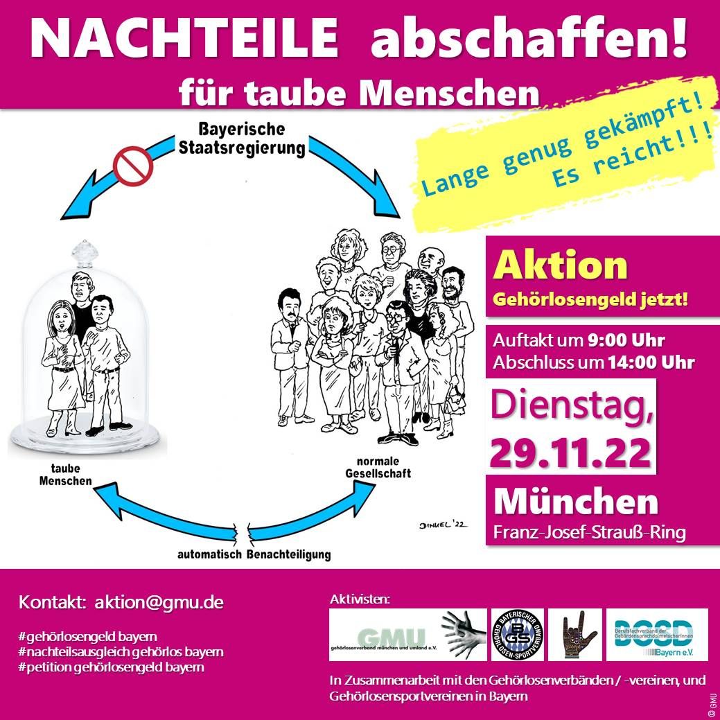 Plakat: Aktion Gehörlosengeld Jetzt