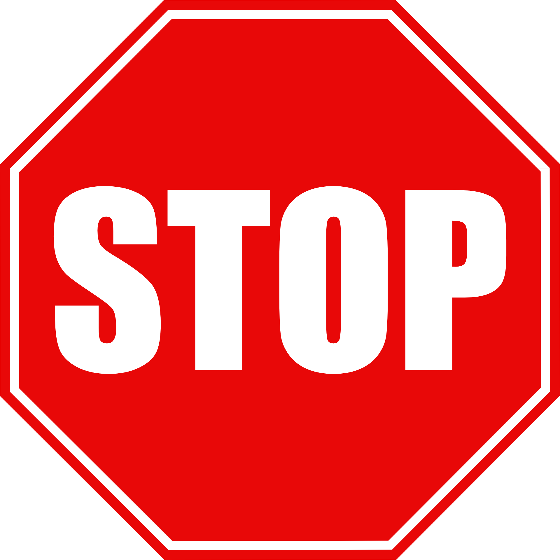 Stoppschild - Wort Stopp auf rotem Grund und achteckigem Schild