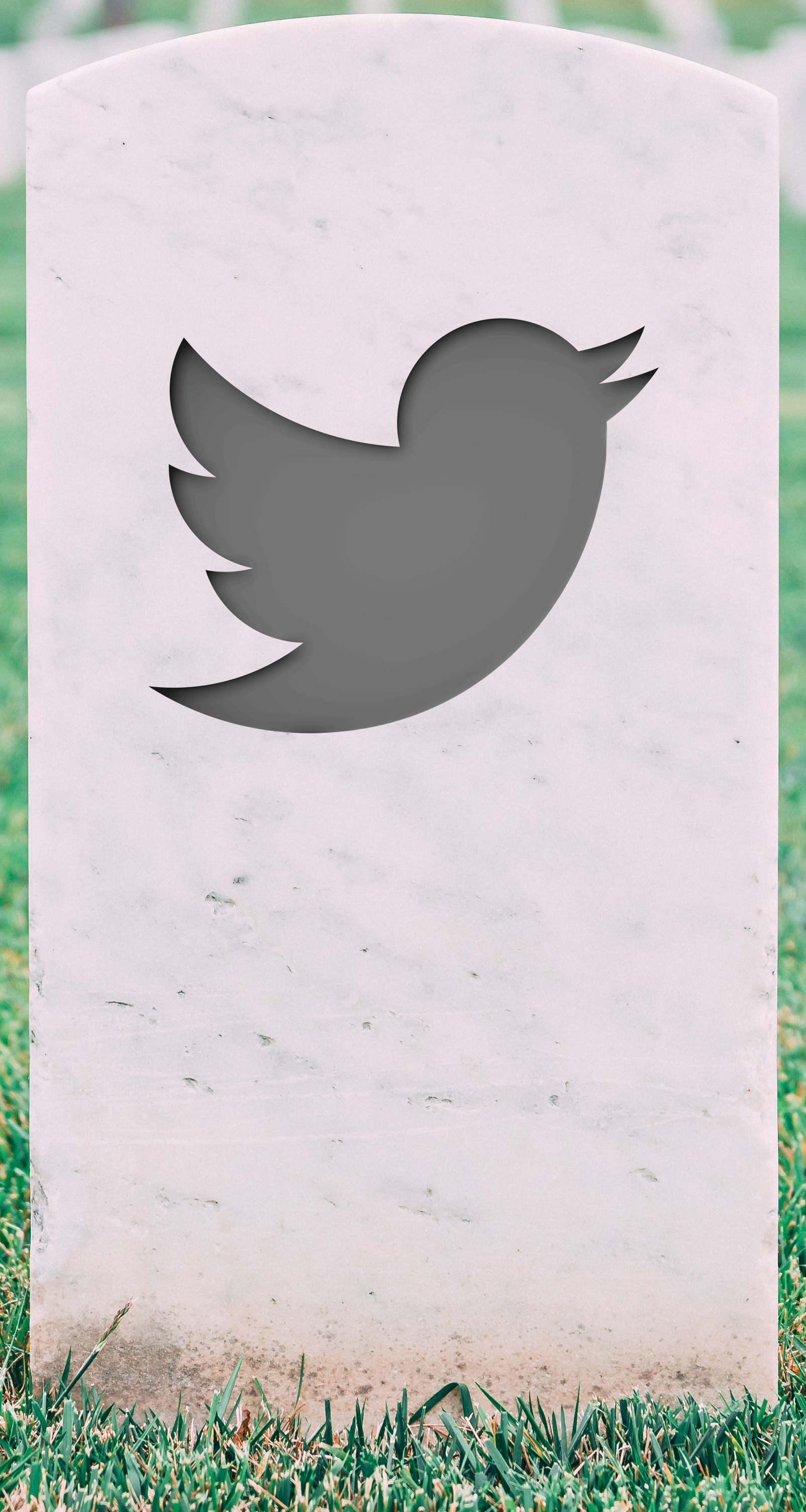Twitter-Logo auf Grabstein