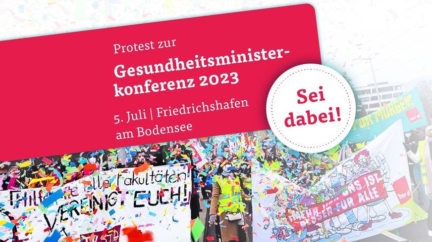 Plakat zum Protest bei der Gesundheitsministerkonferenz