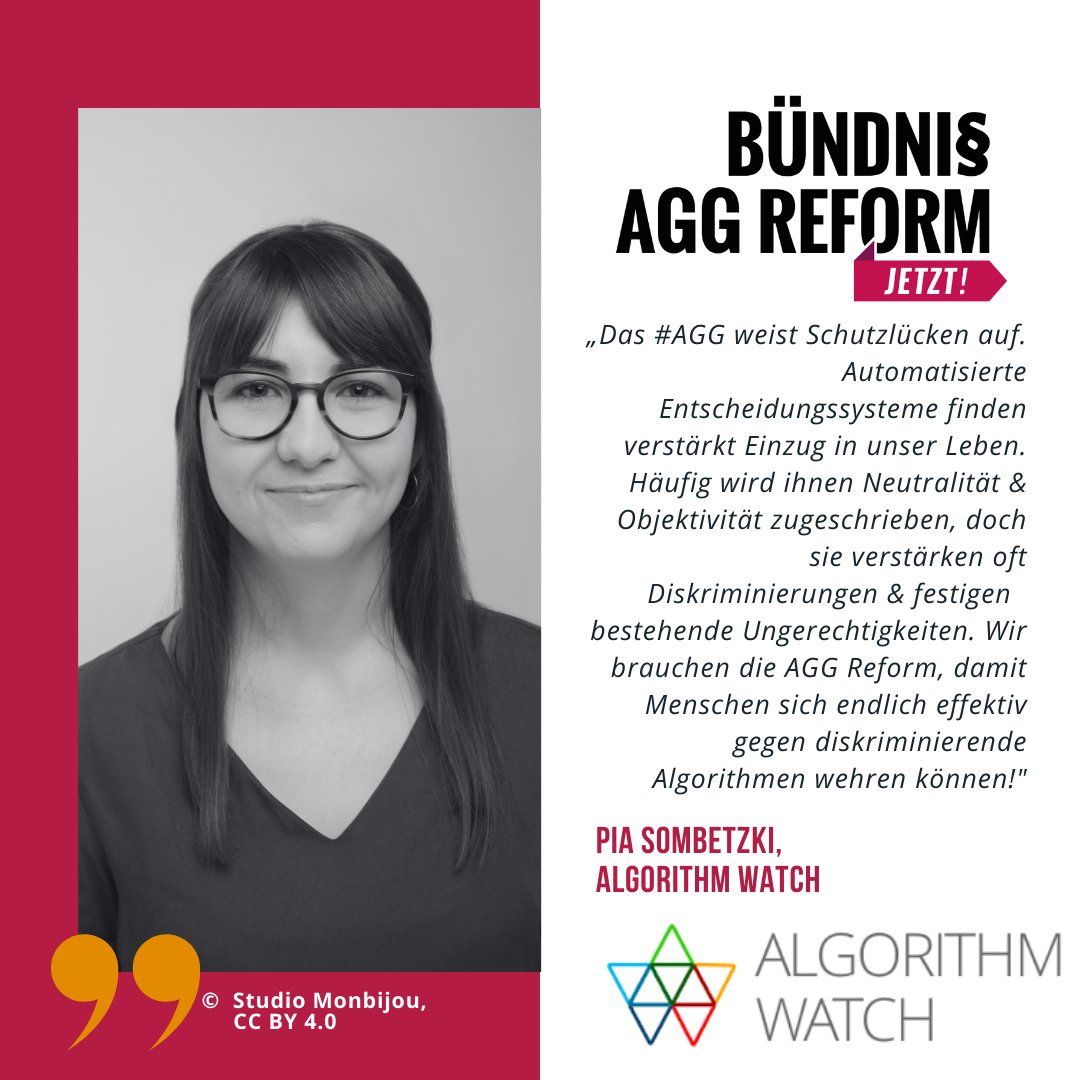 Sharepic zur AGG-Reform mit Pia Sombetzki