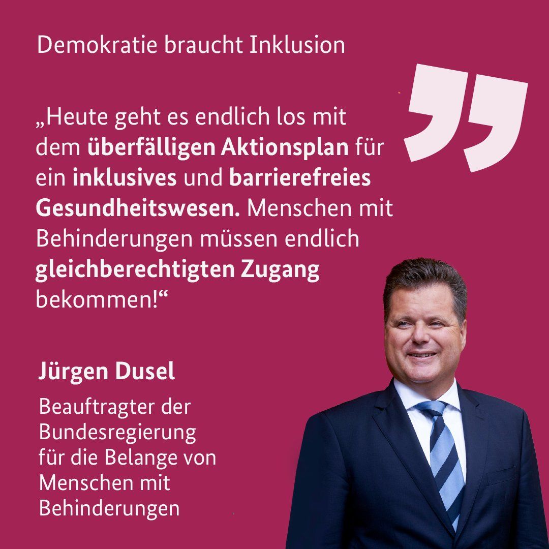 Sharepic von Jürgen Dusel zum Aktionsplan für ein inklusives Gesundheitswesen