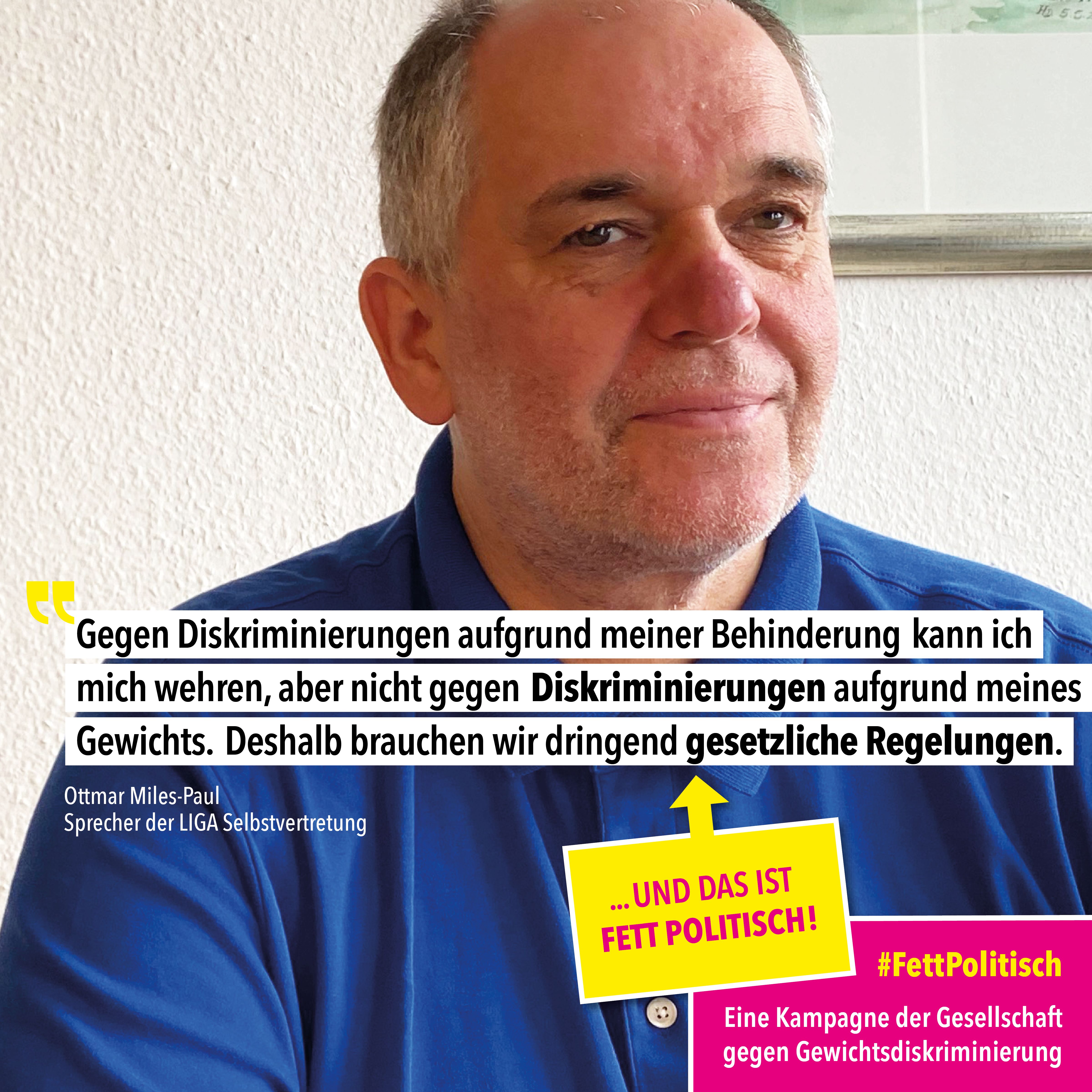 Sharepic mit Ottmar Miles-Paul gegen Gewichtsdiskriminierung