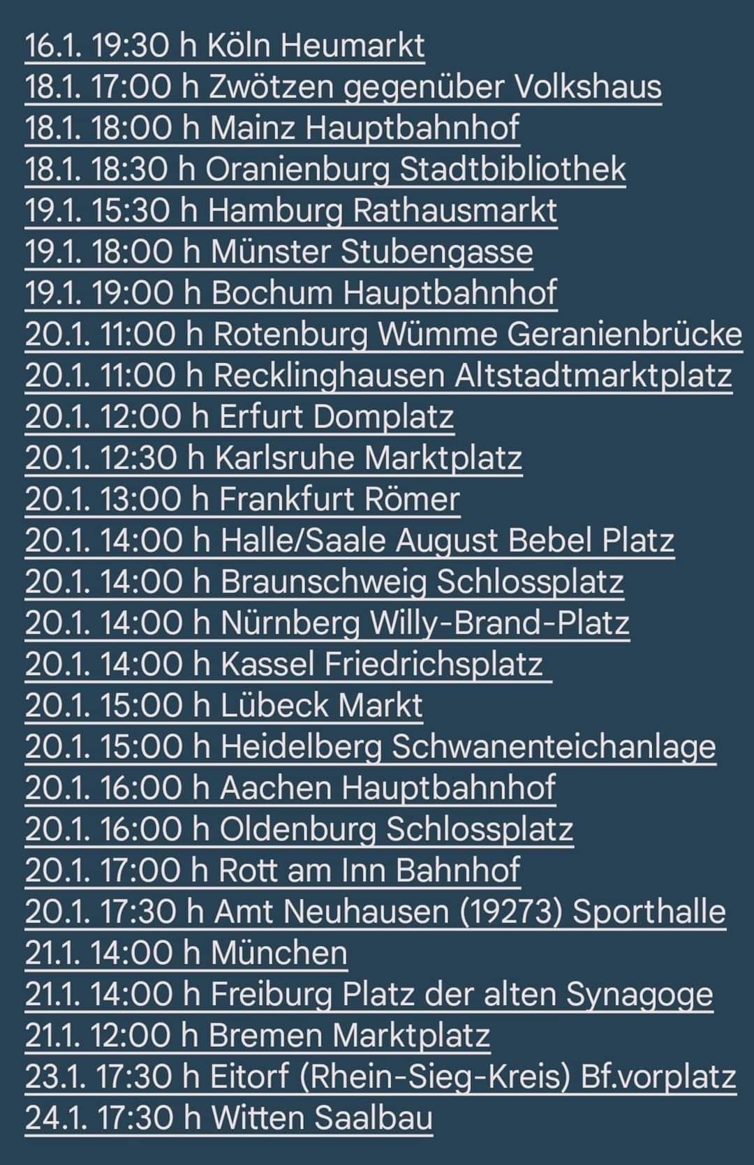 Liste der Demonstrationen gegen Rechts