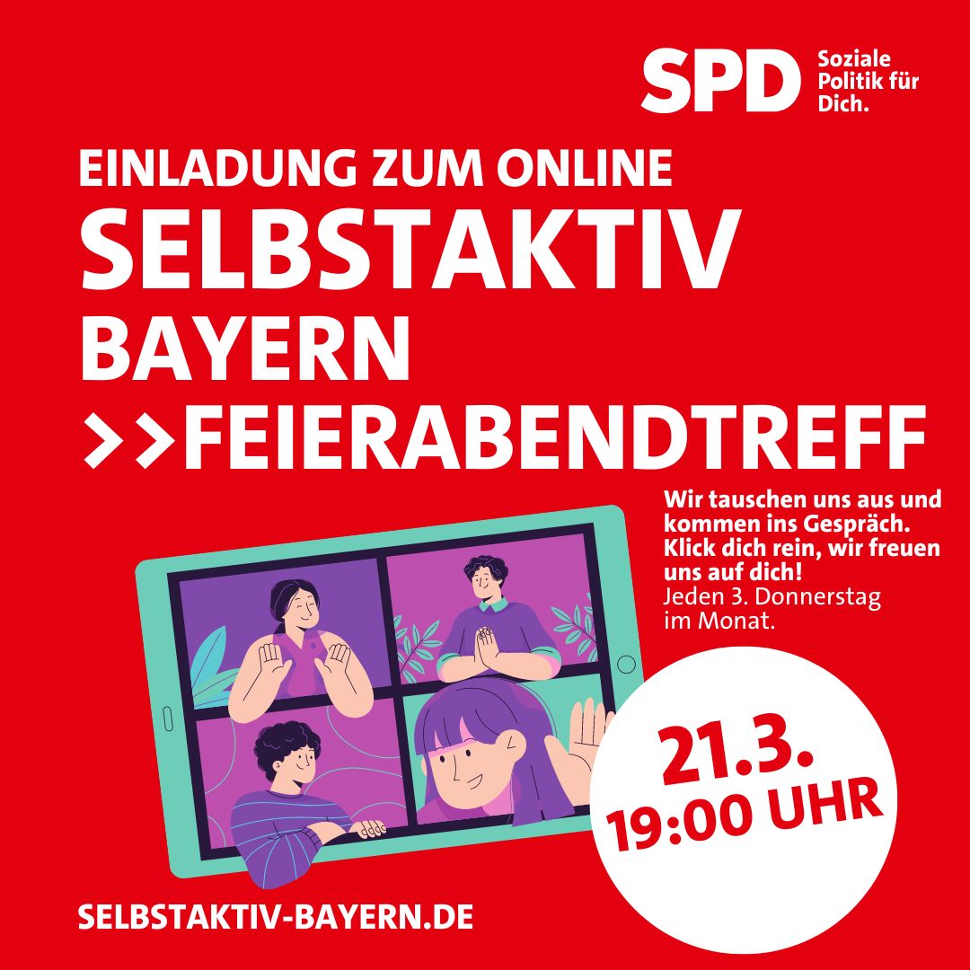 Sharepic zum Feierabendtreff von Selbst Aktiv Bayern