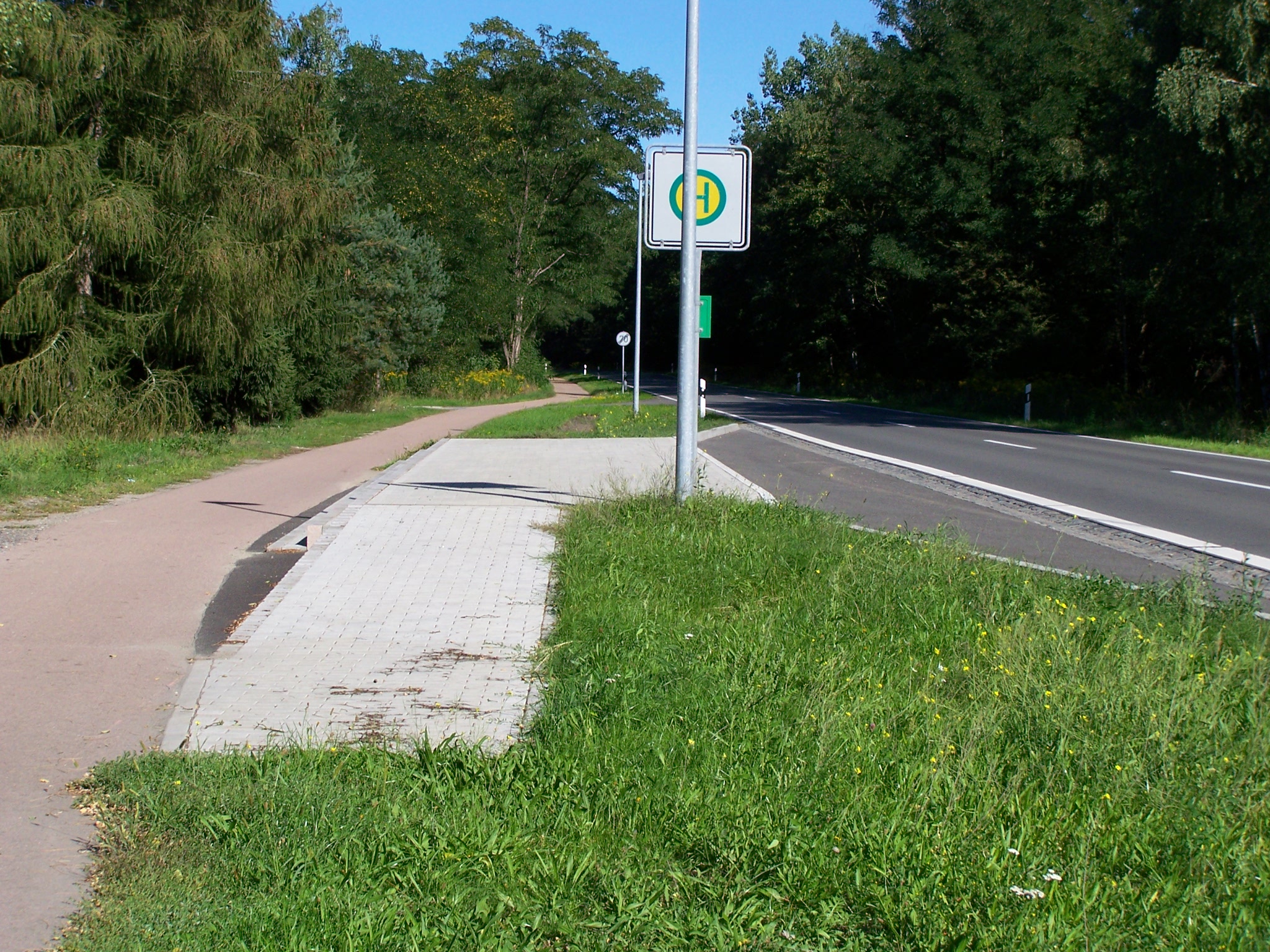 Einfache Haltestelle mit geringfügig erhöhter Wartefläche