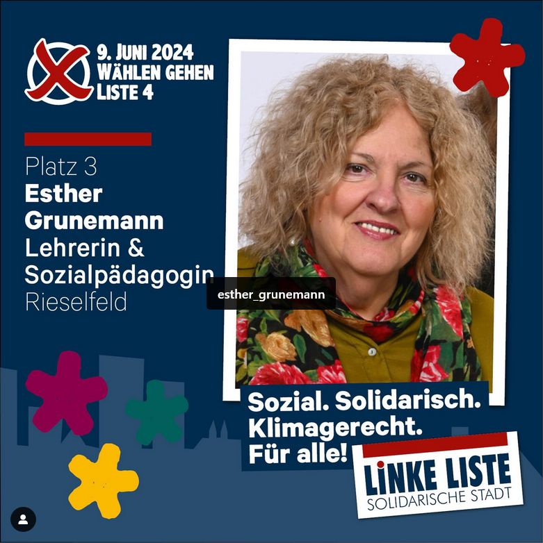Wahlplakat von Esther Grunemann für Kommunalwahl 2024